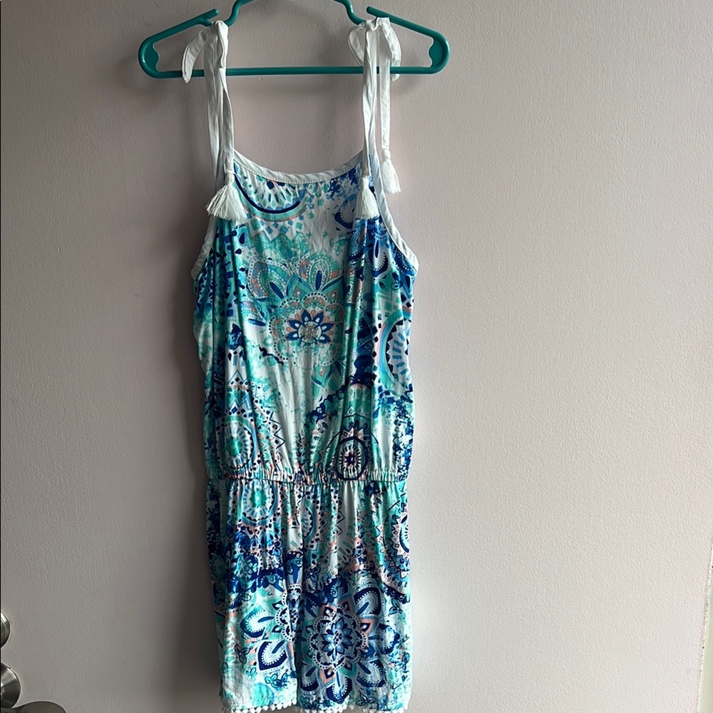 Kids Floral Blue and White One Piece